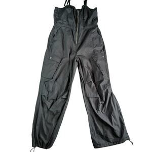 Universal Thread Women Overalls Black XL Pockets Zipper Cargo Cotton Stretch NWT